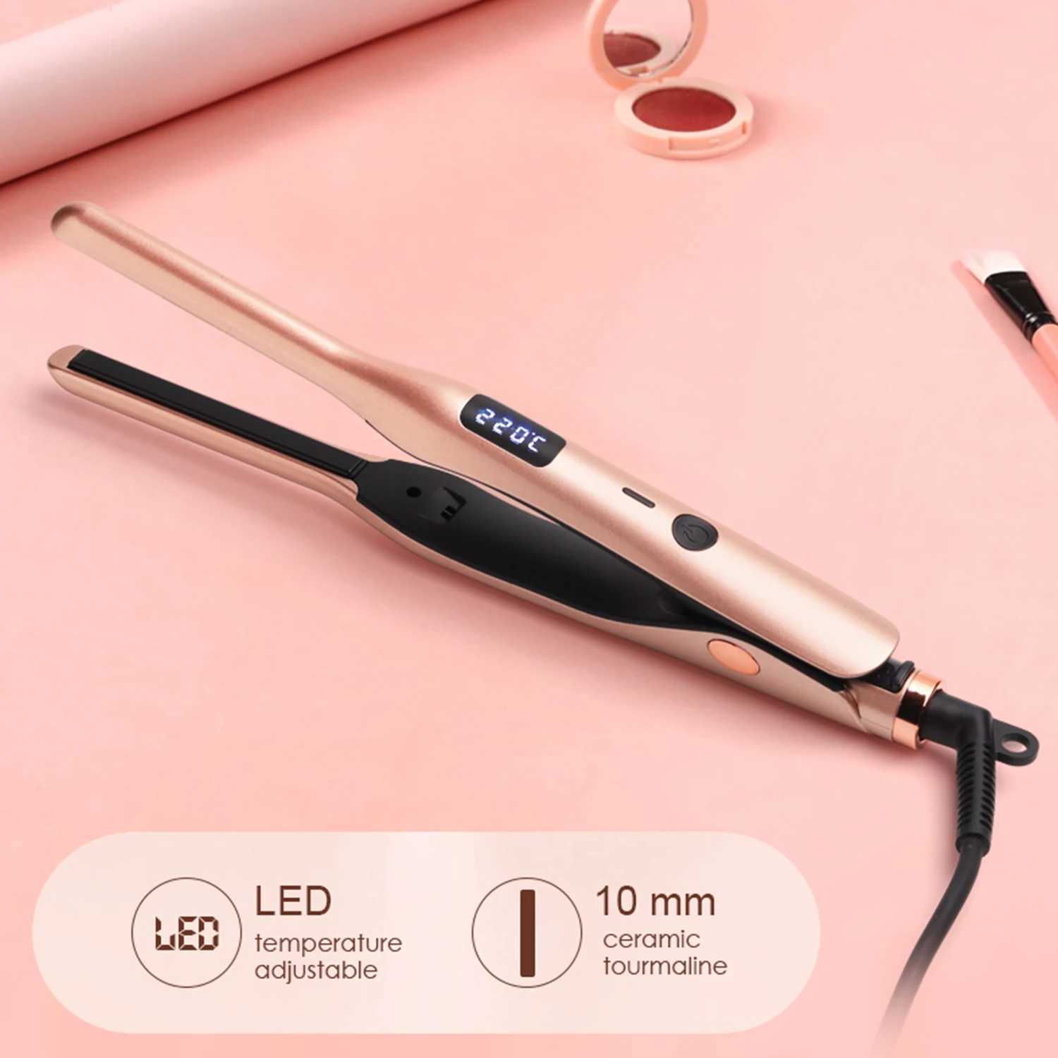 Mini Hair Straightener Pencil Straightener for Short Hair Beard and Pixies Straight or Tight Curler Adjustable TemperatureXJ250621