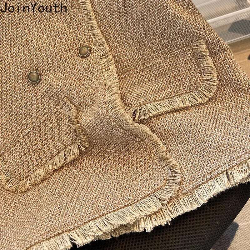 Sleeveless Cardigan Women Vest 2025 Ropa Mujer Double Breasted Vintage Waistcoat Fashion Korean O-neck Tweed Loose Tanks Tops