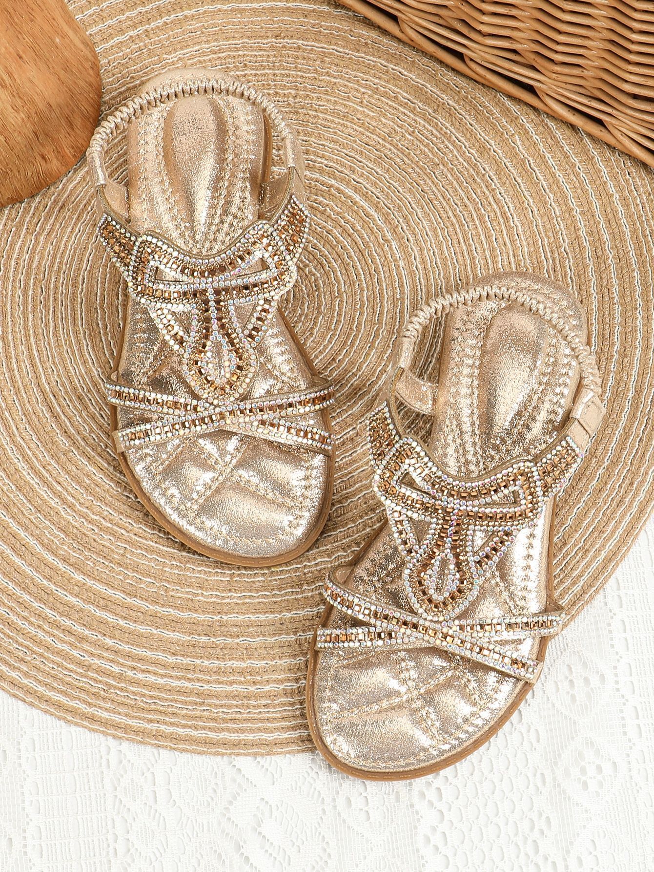 Luxury Brand Designer Shoes Sandals New Summer Bohemian Style Girls' Rhinestone Sandals Soft Sole Fashionable Princess Shoes For Kids And Toddler