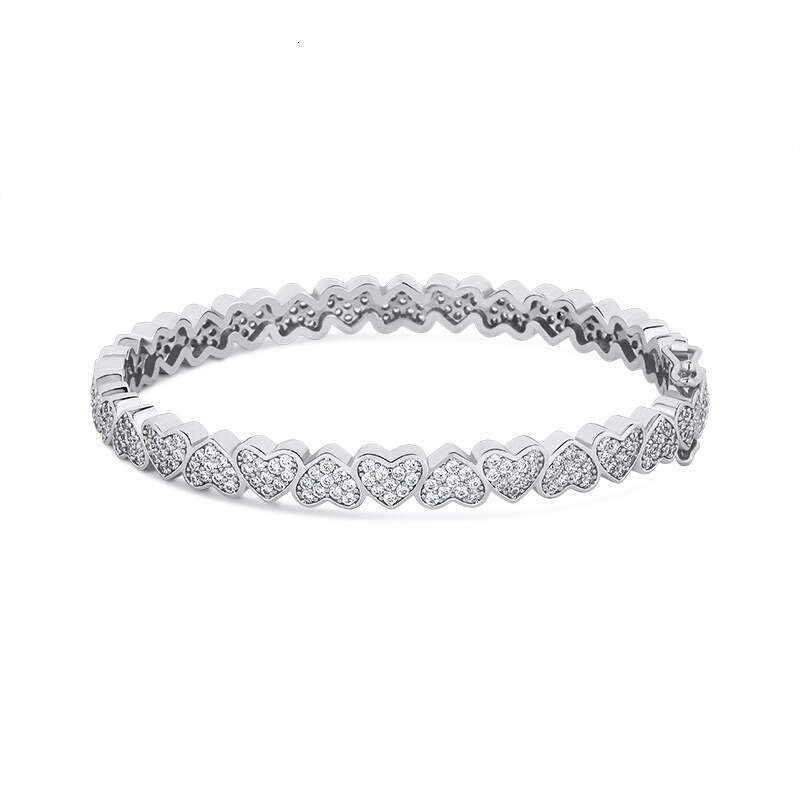 INS Women's Heart Full Dia Bracelet New Fashion Simple Hip-hop Trendy Versatile Style