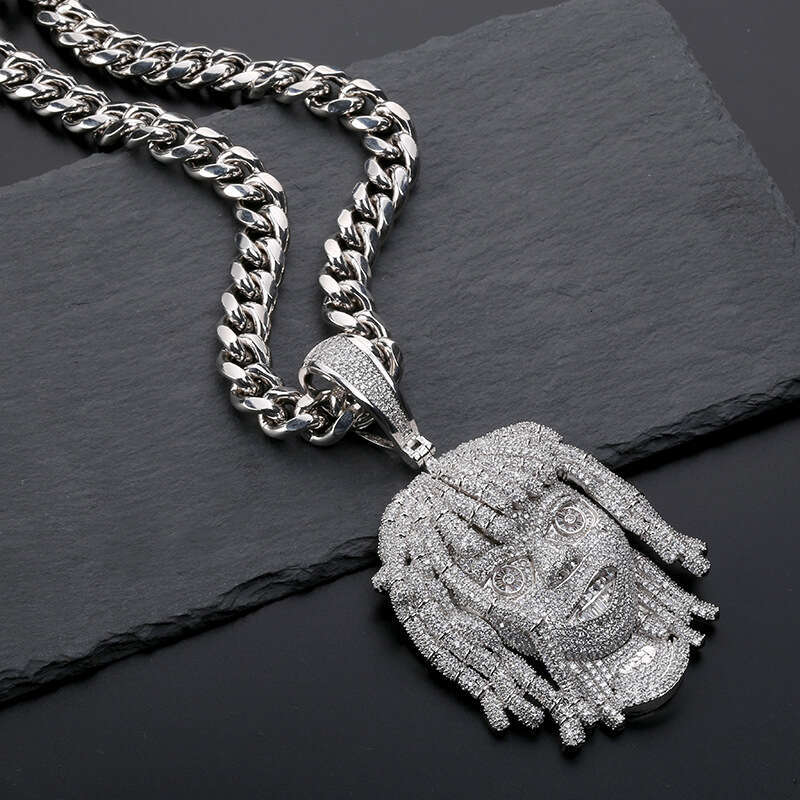Hip Hop Oversized Portrait Pendant Micro Paved Zircon Unisex Trendy Accessory