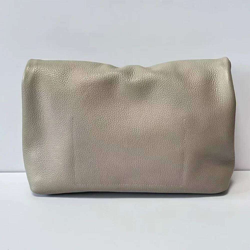 Motingsome Daily Clutch Thick Cowhide Leather Woman Handbag Calfskin Folding Purses Soft Hand Pouch Bag 2023