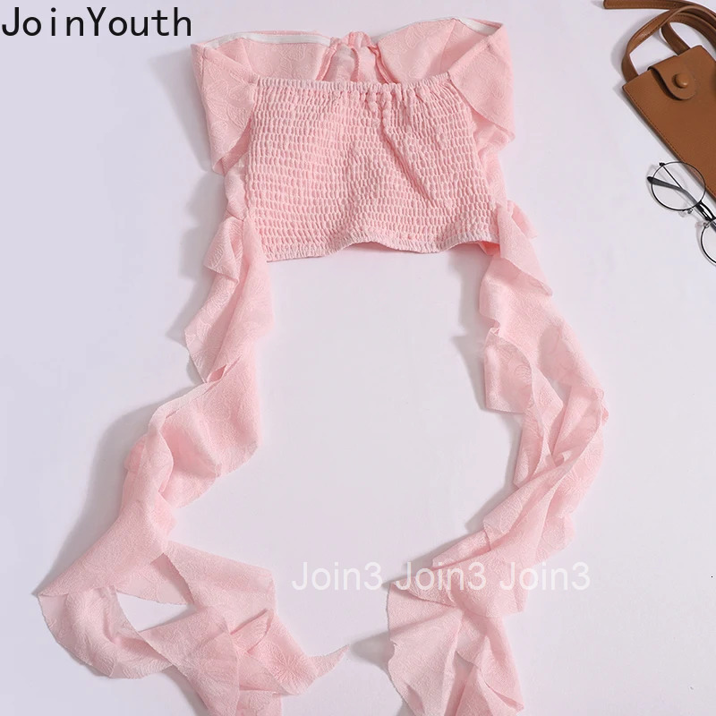 Crop Tops Women Clothes Sexy Vest Backless Tunic 3D Floral Temperament Camis Ropa Mujer Ruffles Folds Irregular Summer Y2k Tanks