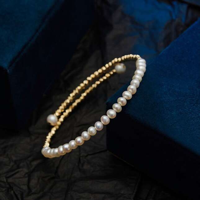 Real Plated French Crushed Gold Pearl Palace Style Elegant Bracelet Unique Versatile Women's Jewelry