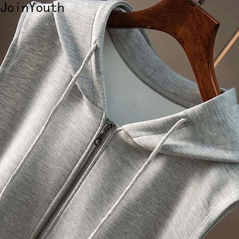 Fashion Sweatshirts Women Clothing Hooded Zipper Sleeveless Casual Hoodies Y2k Tops Streetwear Korean Vest Coat 2025 Ropa Mujer
