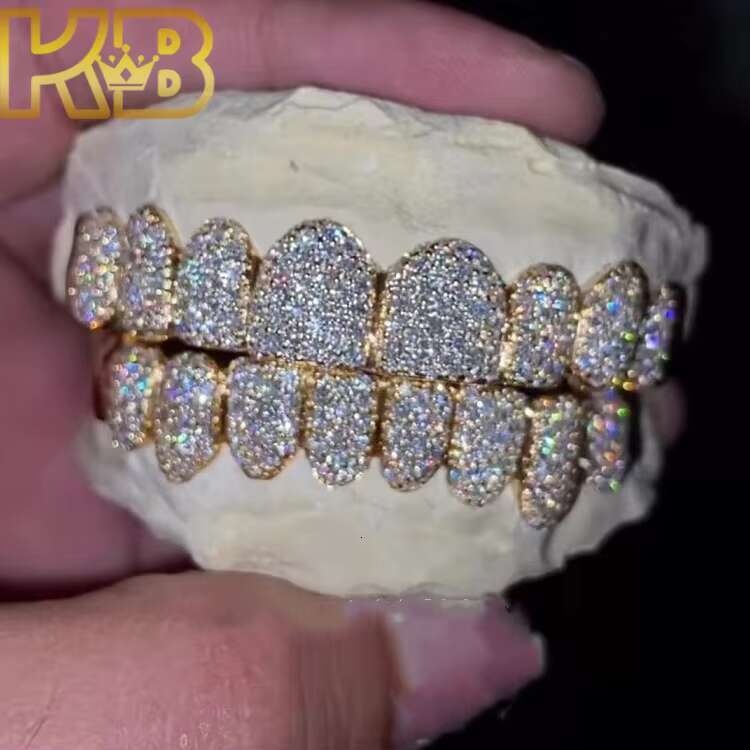 Vvs Diamond Hip Iced Teeth S925 Custom Out for Geometric Hop Hiphop Grill Silver Womens Made Grills Moissanite Grillz