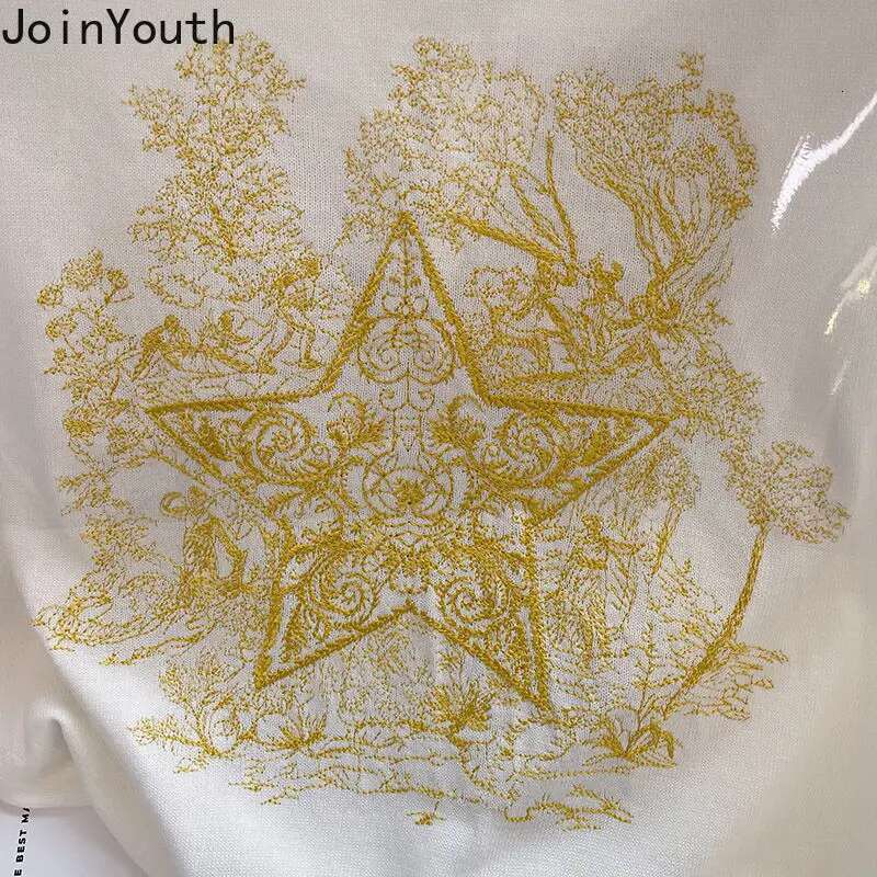 Woman Tshirts 2025 Shirts for Women O-neck Sleeveless Knitted Tops Ropa Mujer Chic Embroidery Korean Temperament Summer T-shirt