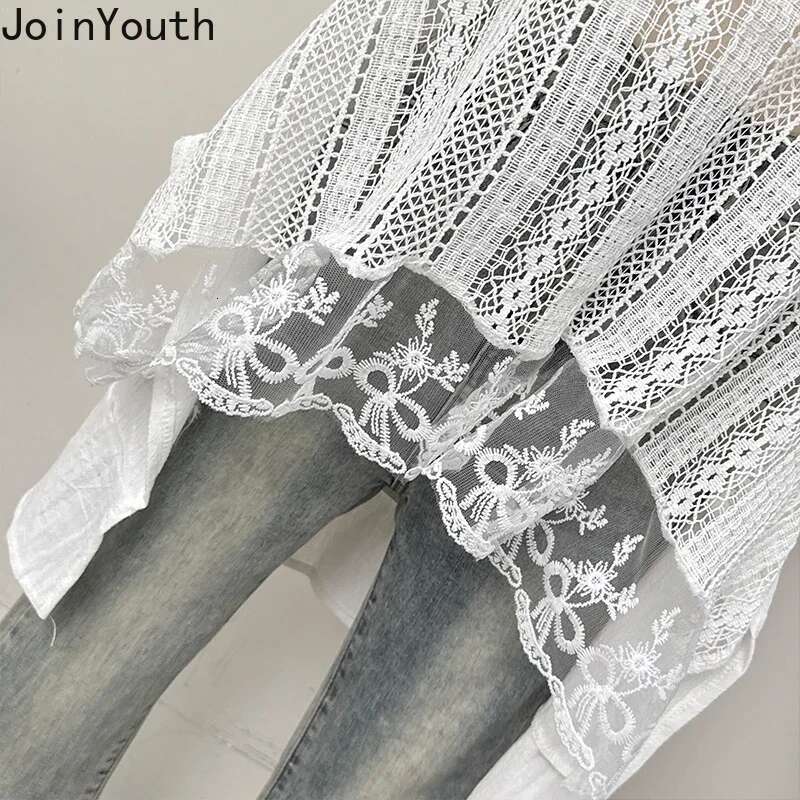 Summer Sweet Tanks 2024 Women Clothing Sleeveless Loose Camis Solid Color Hollow Out Patchwork Lace Tanks Y2k Tops Ropa Mujer