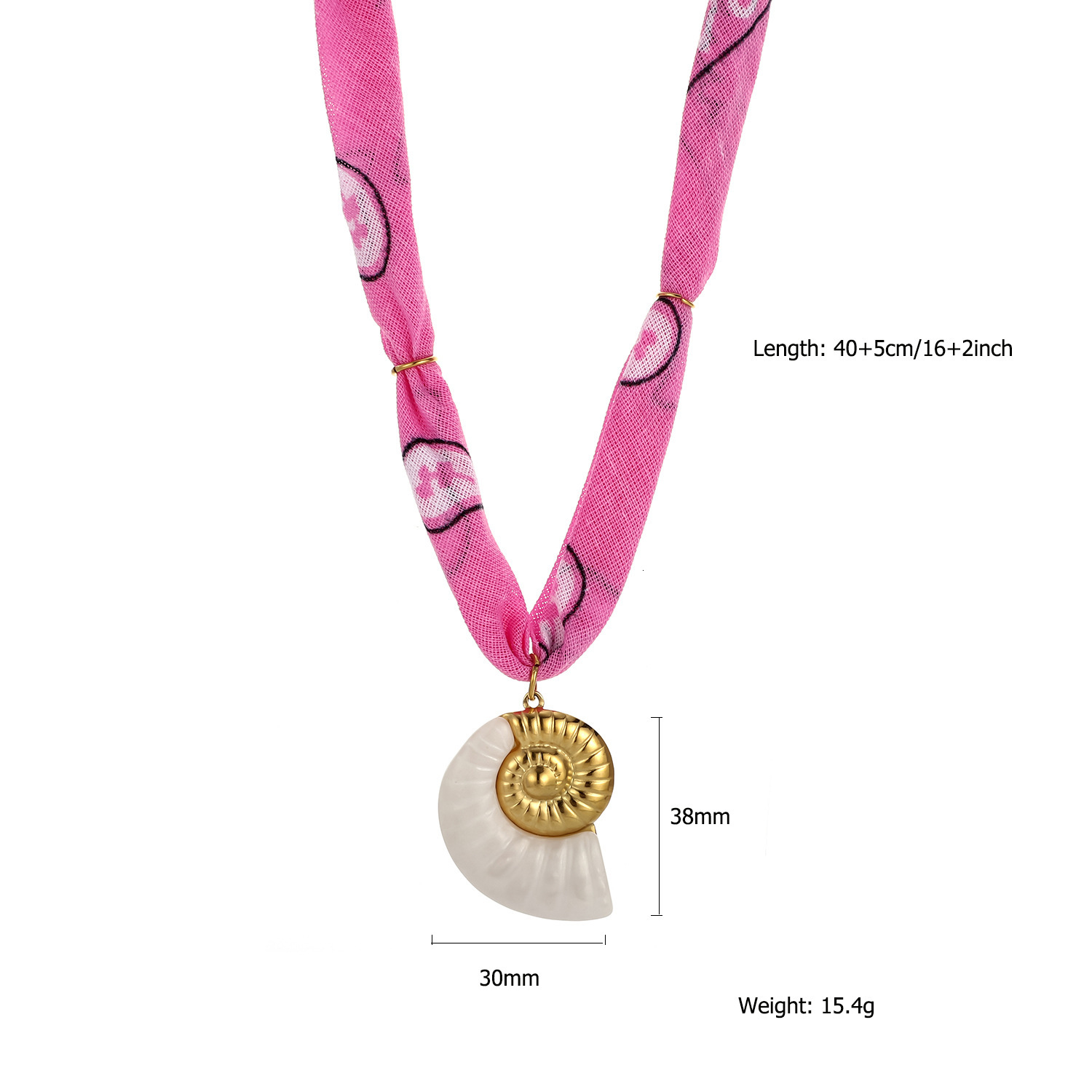 Fashionable Design Ocean Style Scarf Necklace with Elegant and Unique Stainless Steel Conch and Starfish Pendant