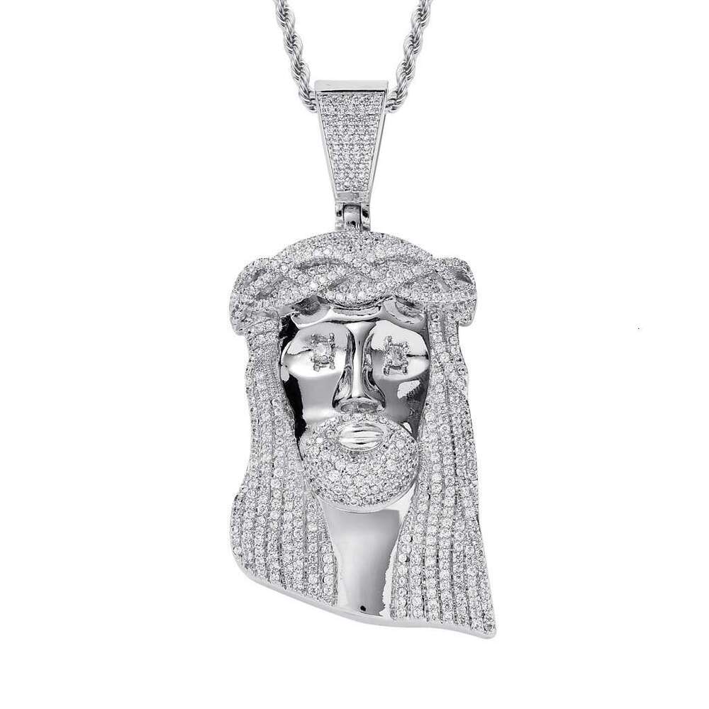 Necklace Men's Head Micro Paved Zircon 92mm High Pendant Exaggerated Hip Hop Jewelry cdb1