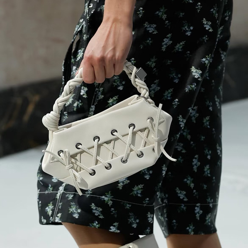 Free shipping designer bag ins2025 New Woven Strap Bag Handbag Small Bag Casual Dark Motorcycle Style Hot Girl Bag Personality Trend