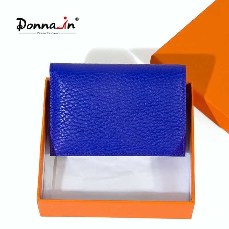 Donna-in Genuine Leather Blue Card Holder for Women Men Leather High Quality Card Holder Protective Card Z250621