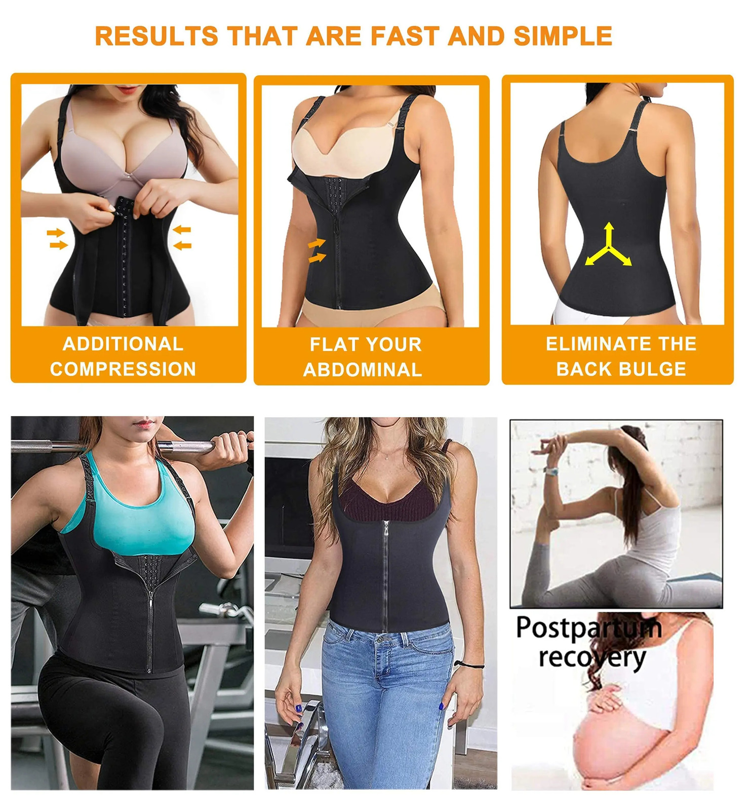 Corsets for Women Waist Trainer Zipper Vest Sports Girdle Tummy Control Body Shaper Cincher Workout Tank Top Loss Weigth Slim 250617