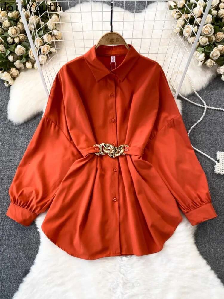 White Blouses Womens Clothing Long Sleeve Slim Waist Vintage Shirts 2025 Blusas Mujer De Moda Loose Fashion Korean Summer Tops