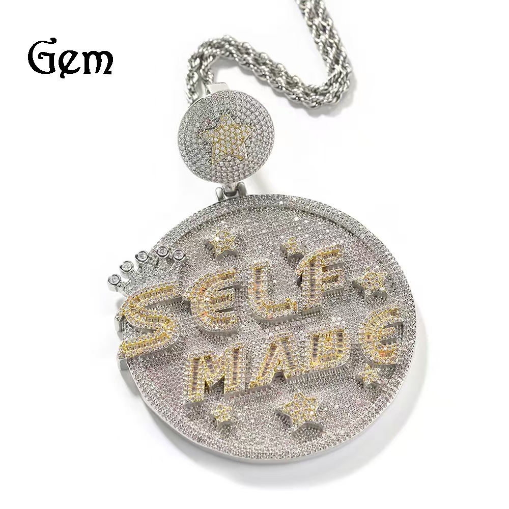 Fashion Design Solid Silver Gra Moissanite 18mm 20mm Wide Diamond Iced Out Pendant Necklace Cuban Link Chain for Rapper