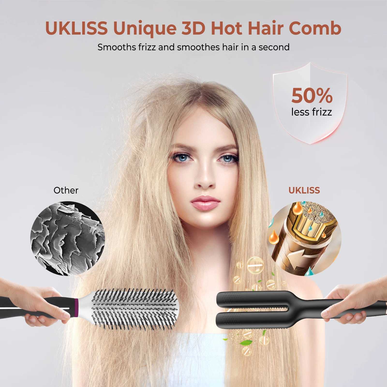 Electric Hair Straightener Brush Professional Fashion Fast Heating Ceramic Hair Straightener Comb Hair Tool Easy to UseXJ250621