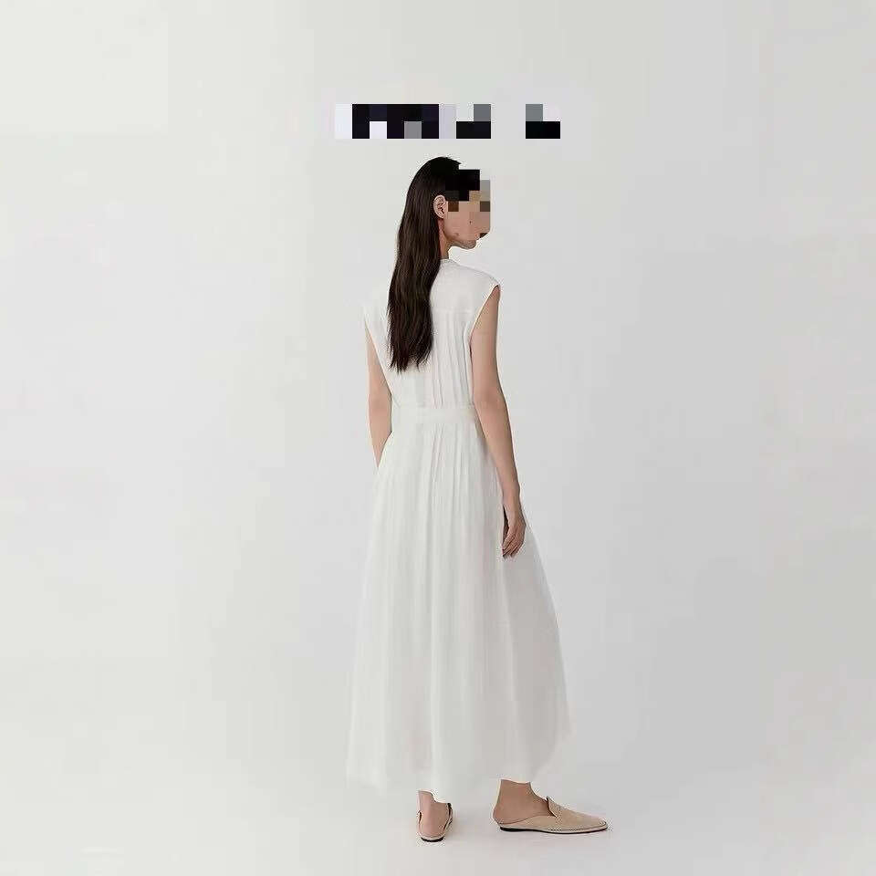 White Skirt Maxi Skirt Summer New Women S Z He Plain Cotton Blend Sleeveless Belted Elegant Long Dress Long Skirt