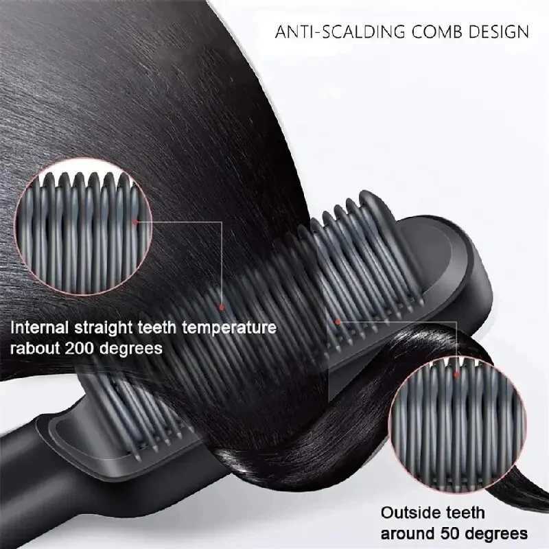 2 In 1 Hair Straightening Brush Negative Ion Hair Straightener Heating Comb Multifunctional Hair Curler Curling Iron Stying ToolXJ250621