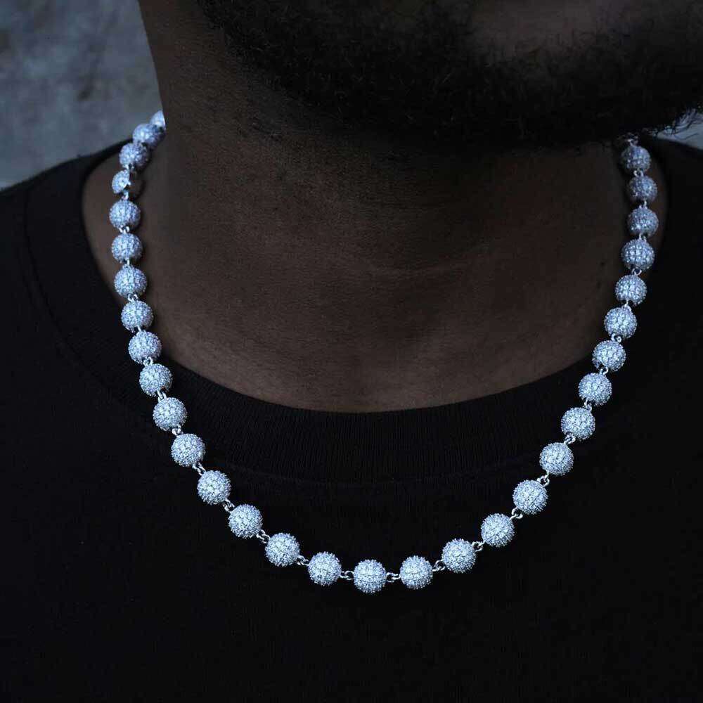 Round Bead Chain Copper Inlaid Zircon Men's Necklace INS Style Personality Trend Hip Hop Accessories 42e4