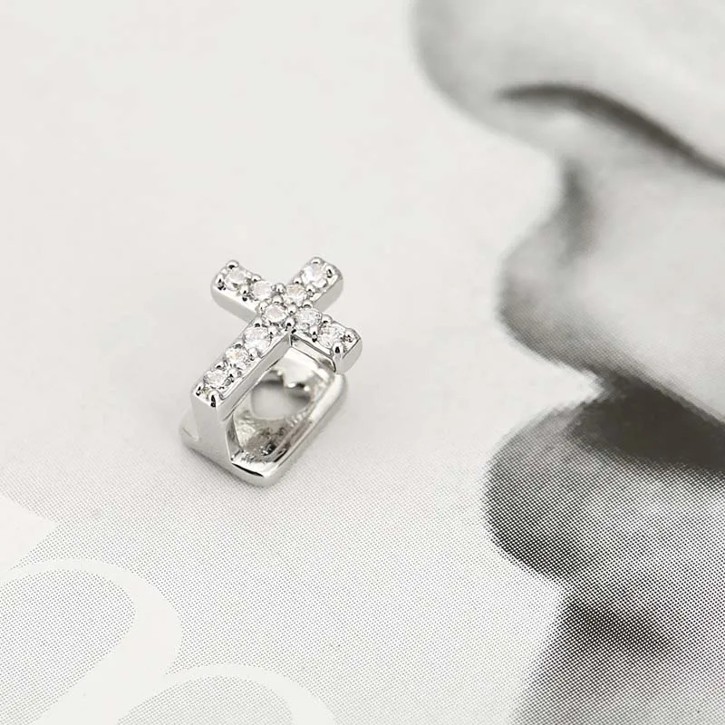 Stainless Steel Zircon Cross Teeth Caps for Women Men Punk Hip Hop Shiny Crystal Personality Tooth Couple Jewelry Gifts 250613