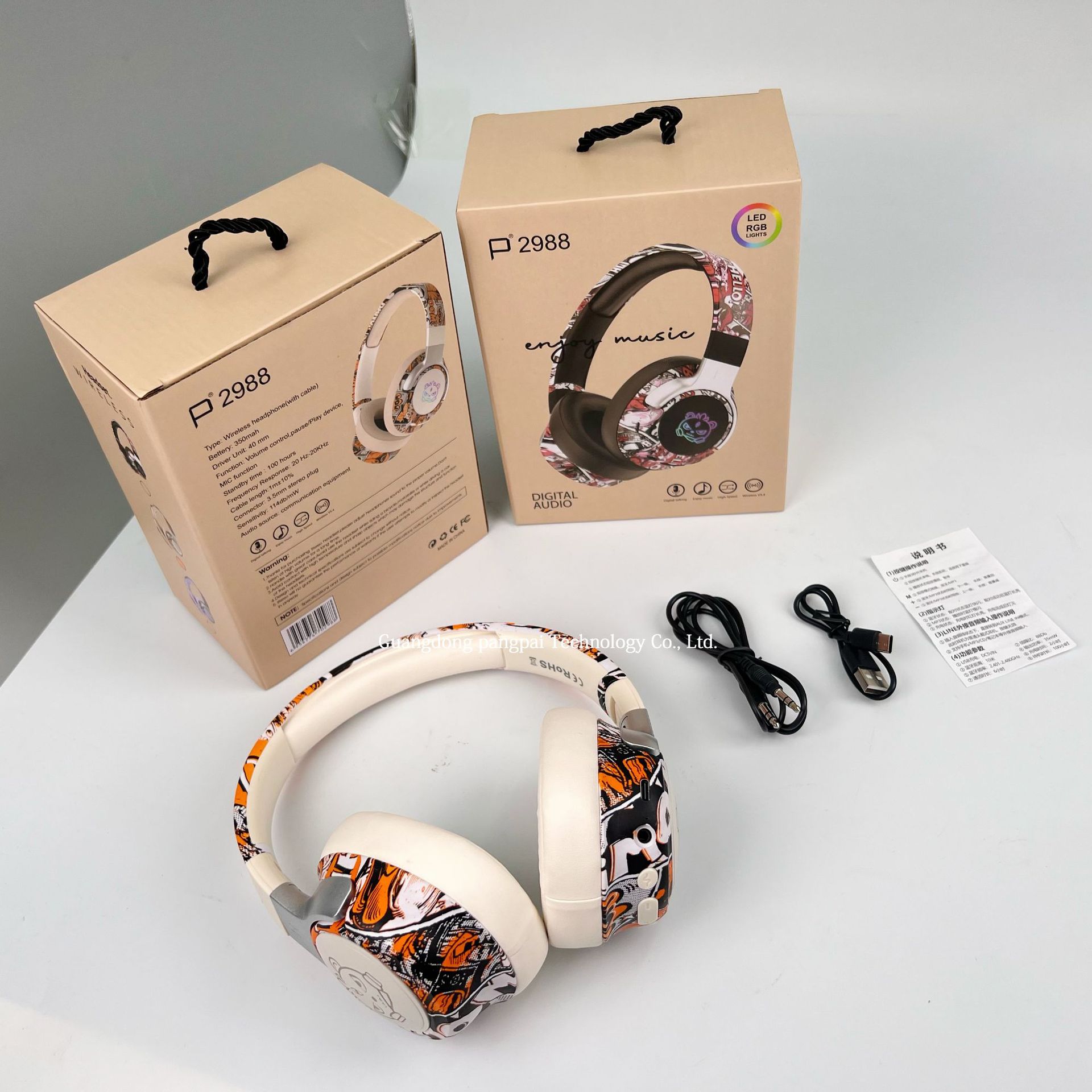 Doodle wireless bluetooth headset RGB light effect all-inclusive ear call game headset