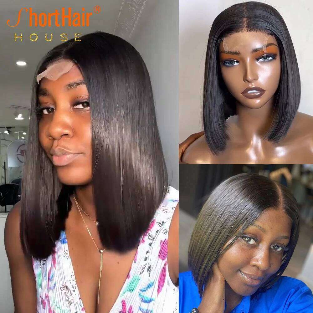 Caramel Short 4x4 Lace Closure Brazilian PrePlucked Best Human Hair Brown Blonde 13x4 Straight Bob Wigs