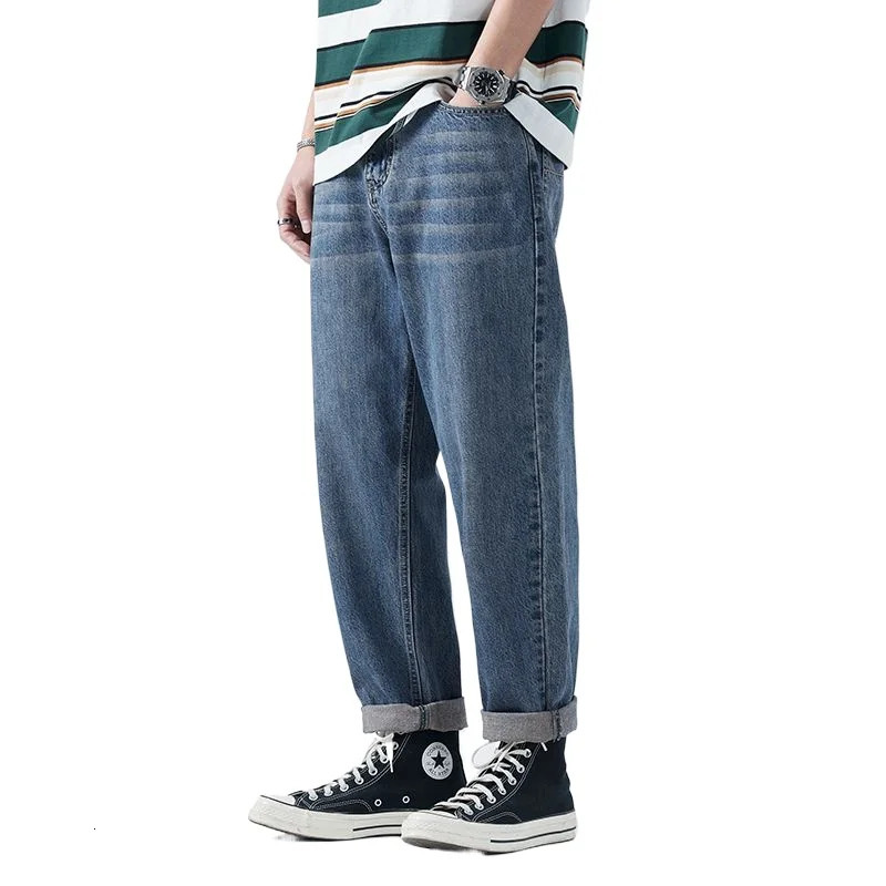 Mens Summer Thin Jeans Loose Tapered Casual Retro Water Male Korean Trousers Trendy Streetwear mens jeans pants 250617