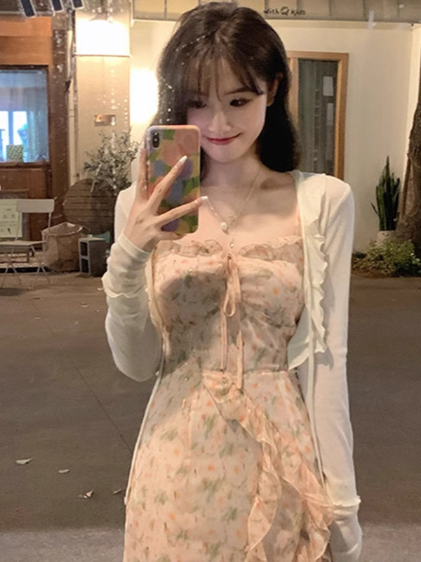 K1098 Ice silk knitted cardigan women's thin sun-proof shawl summer with skirt suspenders outer wear small waistcoat air-conditioning blouse