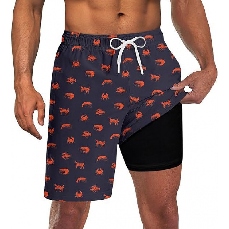 Designer Beach Pants Latest European And American Trend Cross-border Amazon Exclusive Double-layer Beach Shorts Men's Casual Sports Shorts Free S