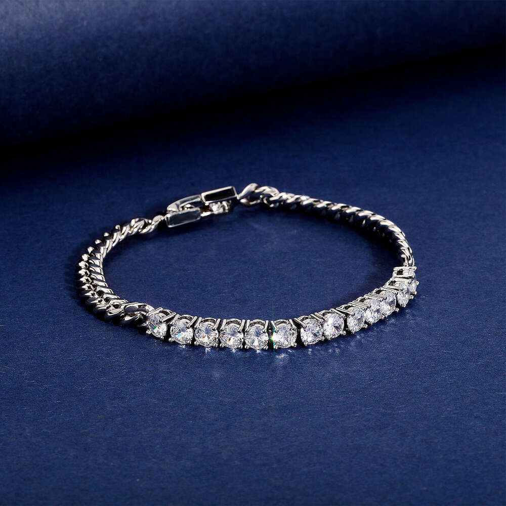 Jin Ao Unisex Anchor Internet Celebrity Outfit Color-Retaining Zircon Splicing Bracelet Necklace INS Style Simple Punk Cuban Chain