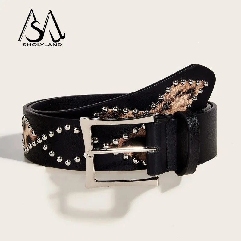 The Punk-style Riveted Leopard Print Personalized Belt Is Decorated with A Versatile Pin Buckle Belt and Trendy Belt 250617