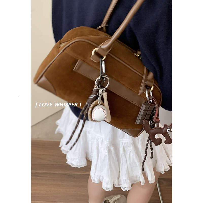 Autumn Suede designer bag Handheld Bowling Ball for Women 2024 New Niche Underarm Large Capacity Shoulder Bag