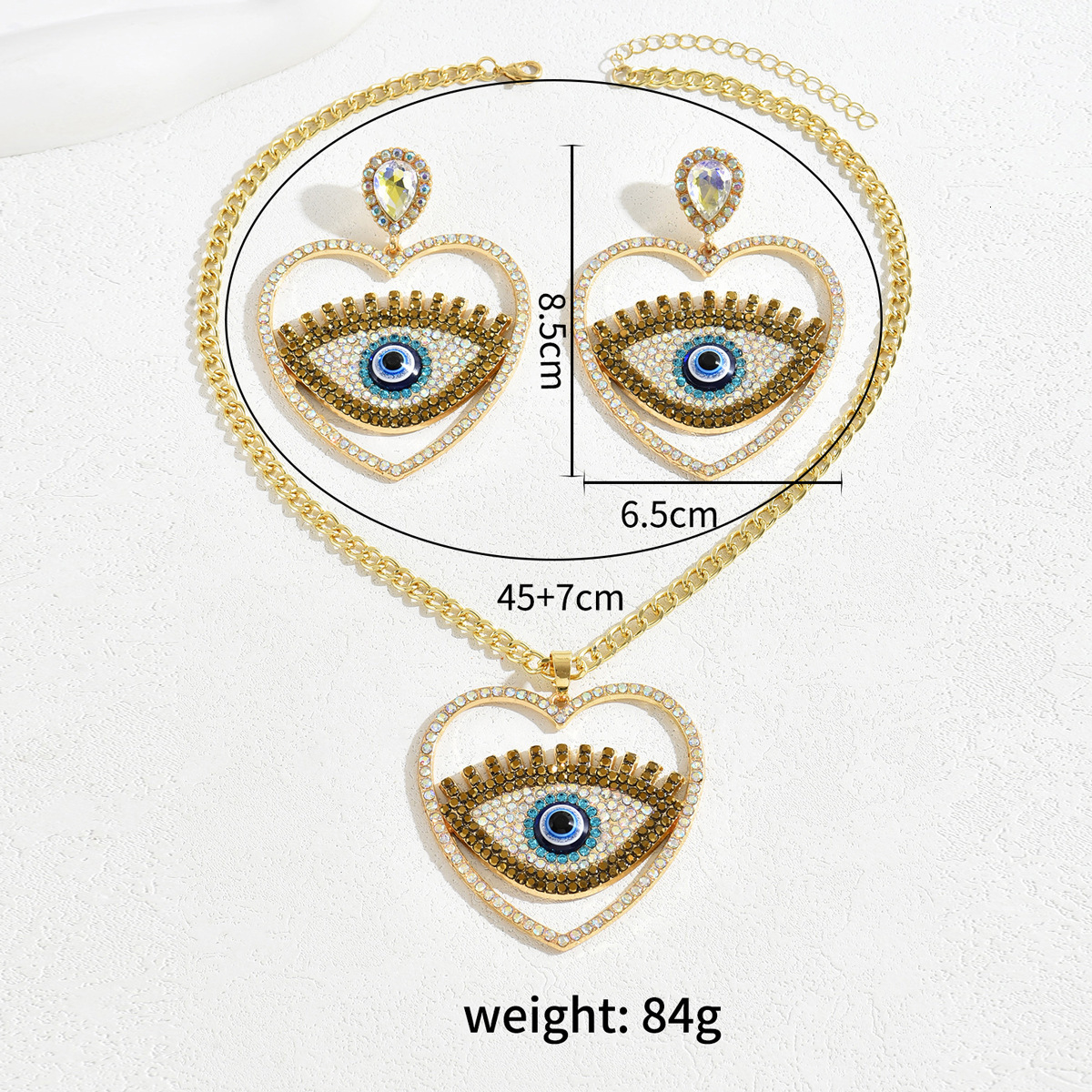 Earrings And Necklace Personality Devil's Eye Long Clavicle Chain Set