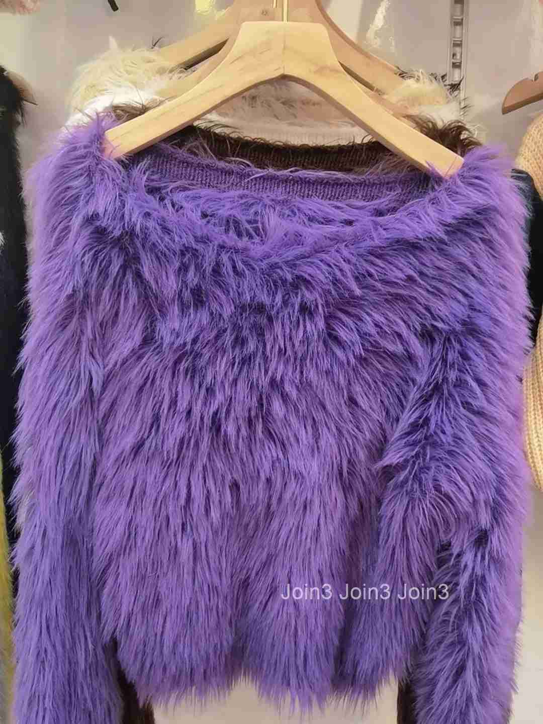 Furry Jumper Knitwear Pullovers 2025 Women Clothing Long Sleeve O-neck Temperament Pull Femme Fashion Sweet Knit Cropped Sweater