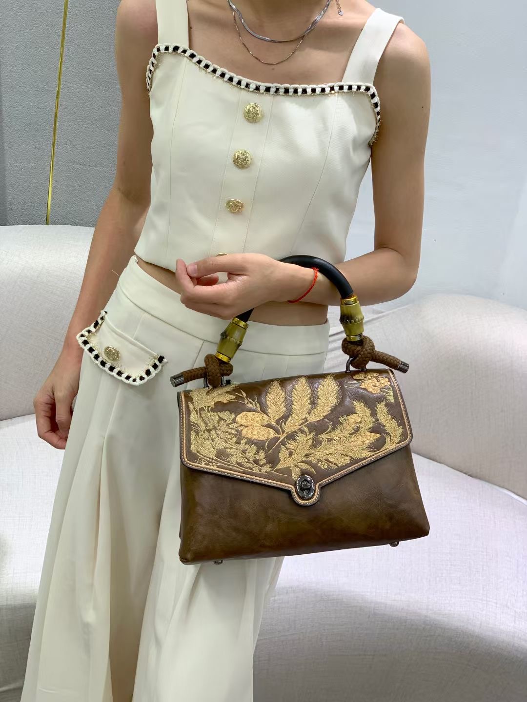 RH8791 Chinese Floral - Embroidered Handbags designer bag Support customization