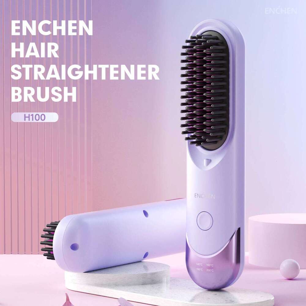 ENCHEN Mini Straightener Brush Professional Stuff 200 Million Negative Ions Electric Brushes Hair Tools H100