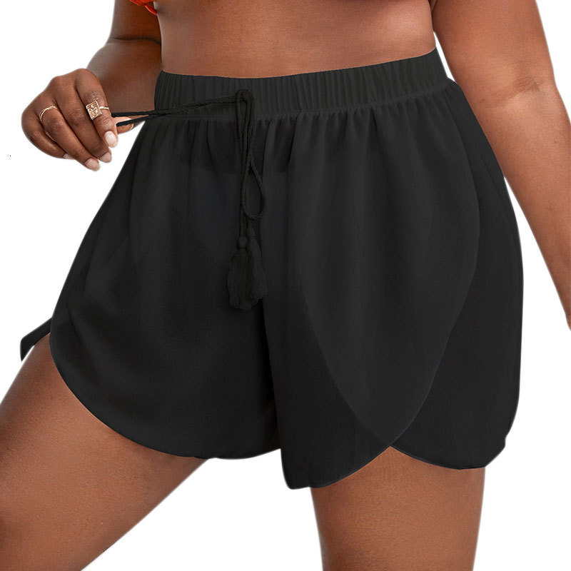 Free Shipping Designer Beach Pantsamazon Fashion 2025 Plus Size Beach Boxer Mesh Pants High Waist Bikini Sun Protection Swim Shorts For Women