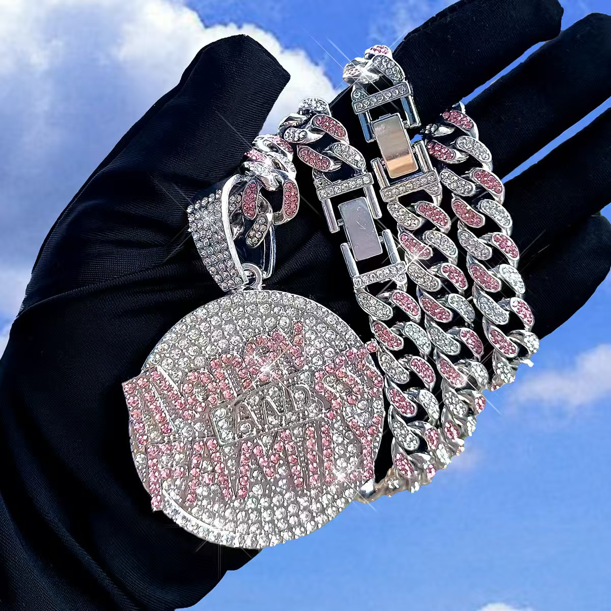 Fashion Design Solid Silver Gra Moissanite 18mm 20mm Wide Diamond Iced Out Pendant Necklace Cuban Link Chain for Rapper