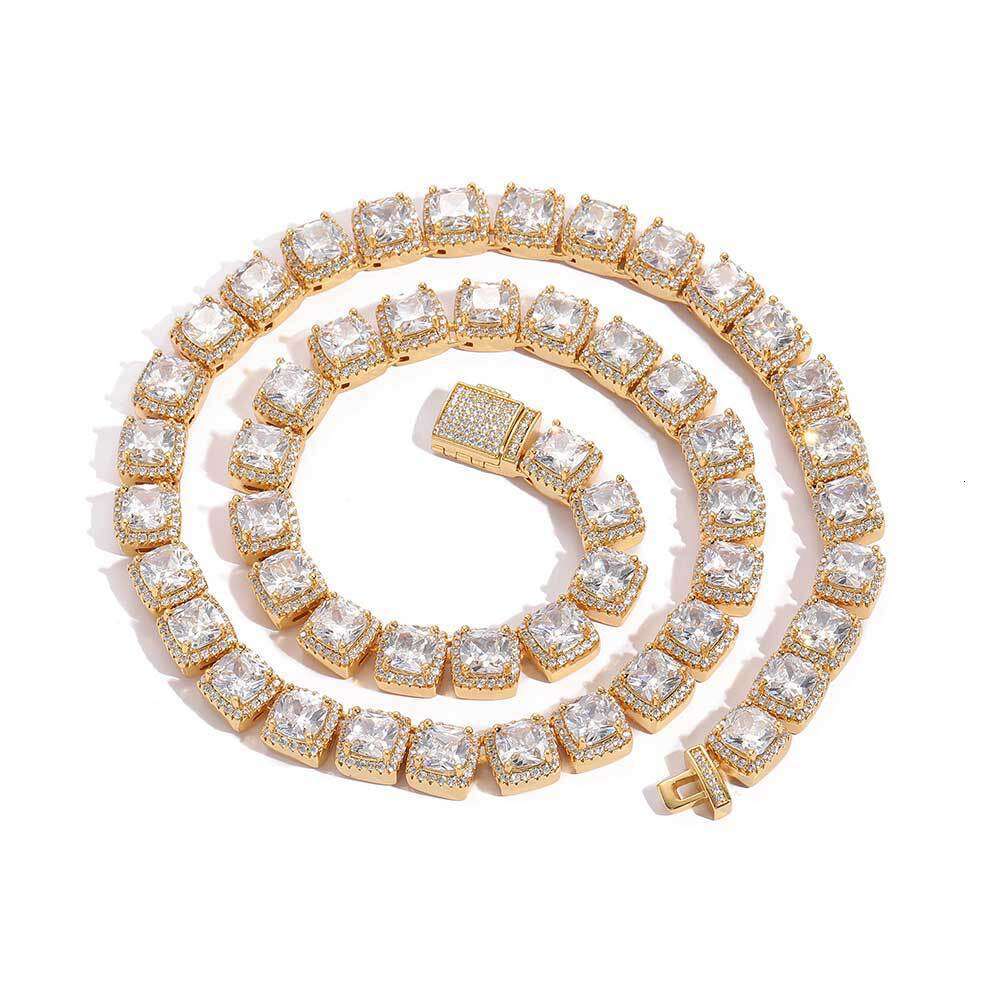 New 10mm Solid Rock Candy Chain Hip-Hop Necklace Micro-Paved Zircon Trendy Men's Bracelet Jewelry abb0