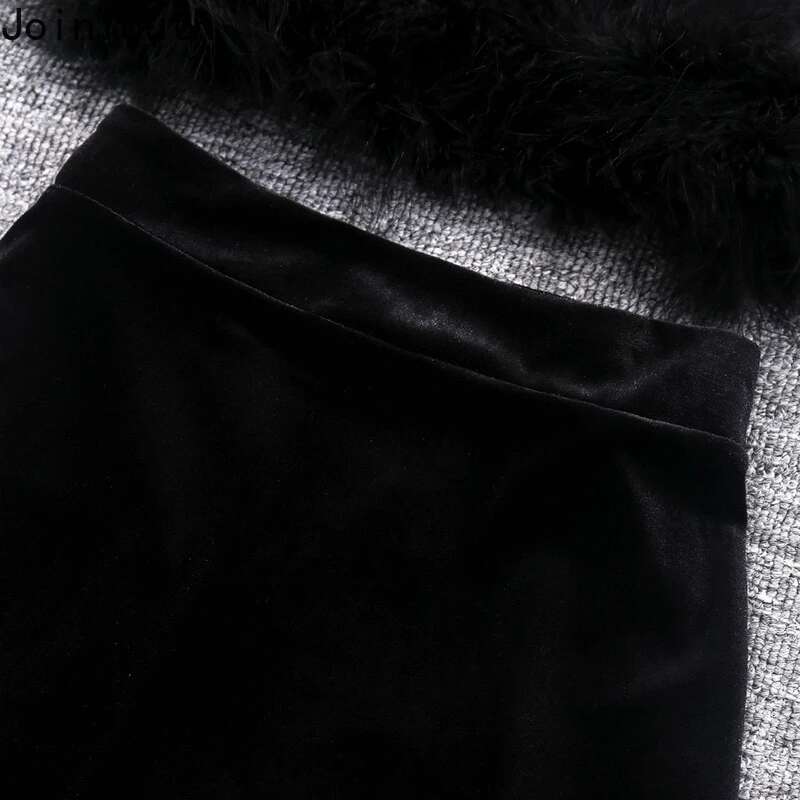 Velvet 2 Piece Sets Womens Clothing Tunic Crop Tops High Waist Bodycon Skirt Suit Roupas Femme Vintage Korean Fashion Outfits
