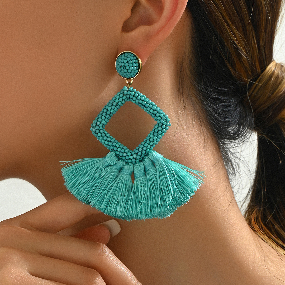 Fashion Commuter Style Personality Earrings For Women Dot Bead Studs High-End Tassel Ear Jewelry