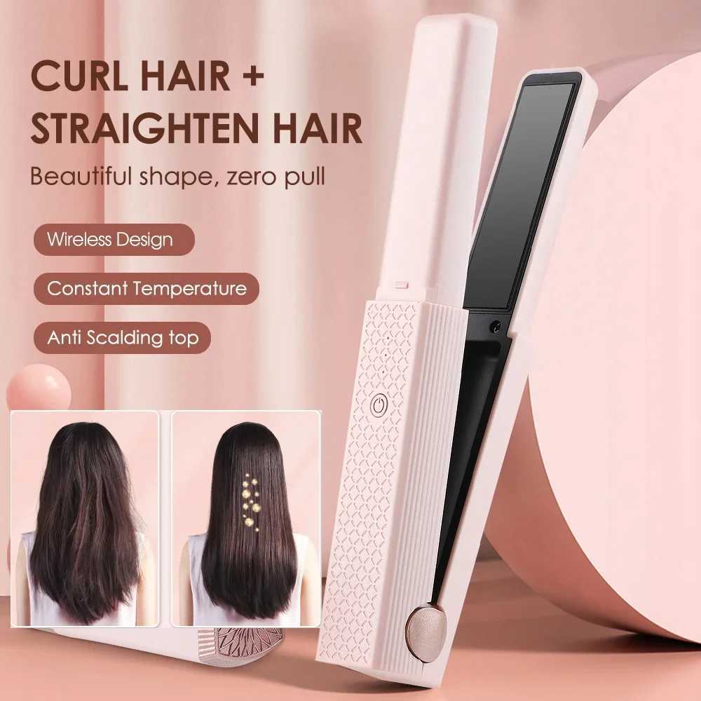 Hair Straightener Cordless Usb Hair Straightener Mini Ceramics Hair Curler 3 Constant Temperature Portable Flat Iron For TravelXJ250621