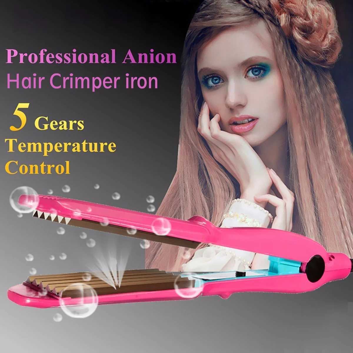 Professional Hair Crimper Curler Dry Wet Use Corrugated Irons Ceramic Curling Iron with Temperature Control Waving ToolXJ250621