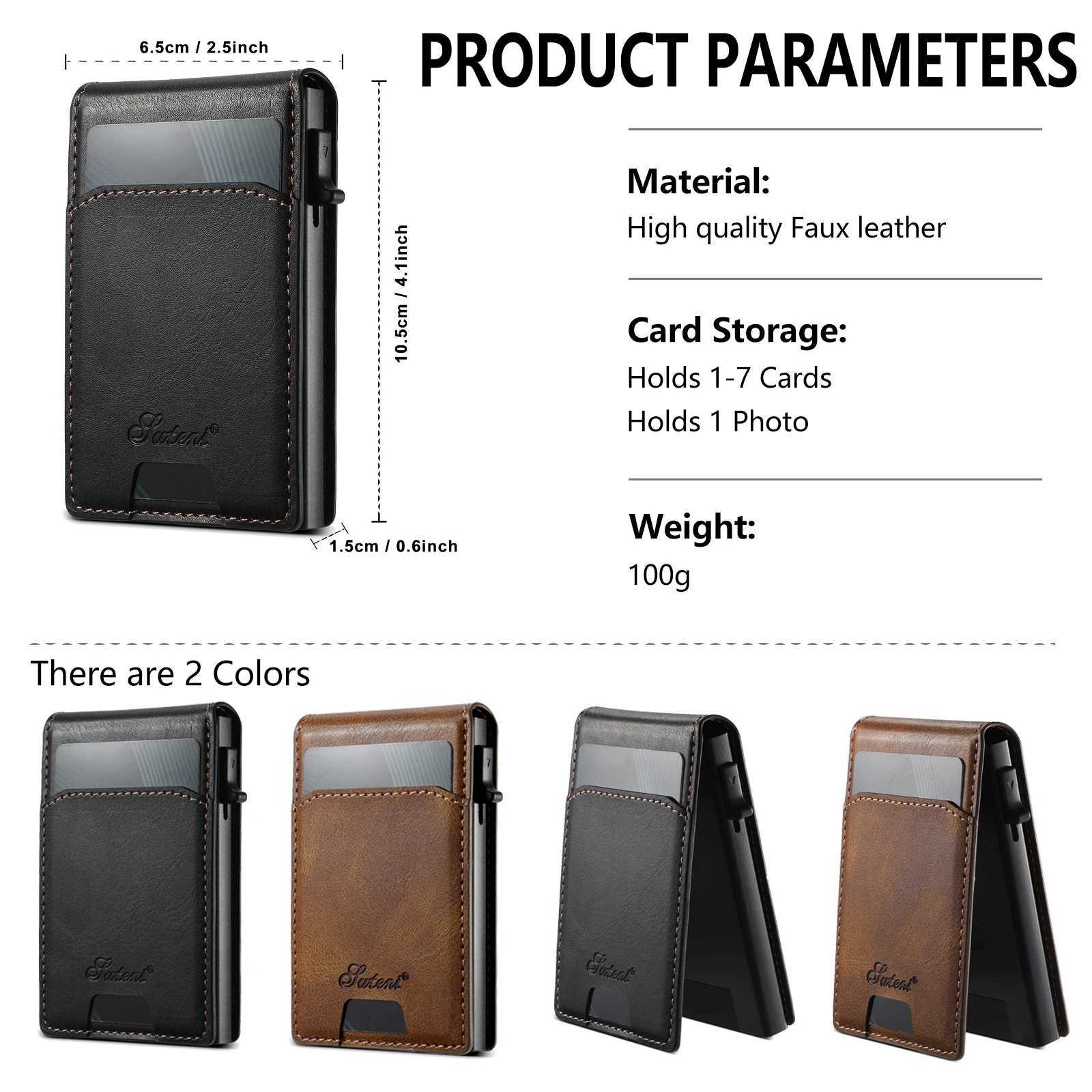 SUTENI Card Slot Wallet Flip Cover Faux Leather Button Card Box Pressing The Button Automatically Ejects The Card Z250621