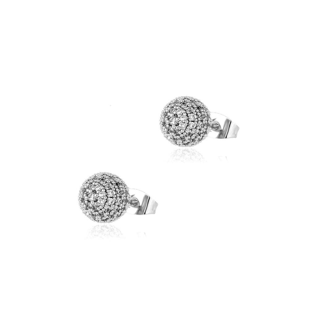 New Fashion 6mm-8mm Spherical Simple Round Women's Earrings Gift Full Dia Studs Sier Needle