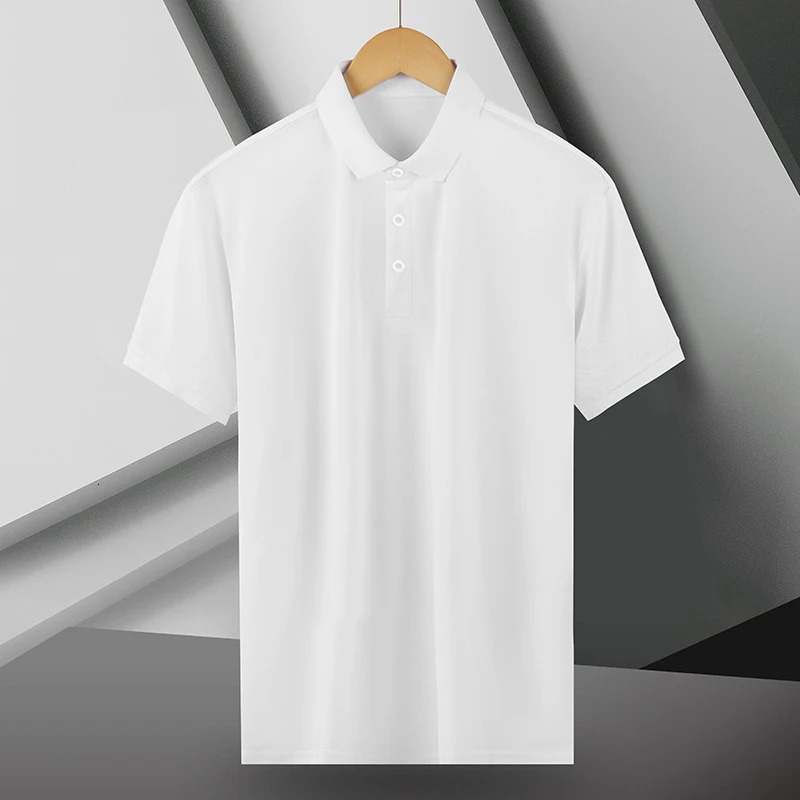 Summer Ice Silk Polo Shirt High-End T-Shirt Solid Color Half Sleeve Non-Marking Casual Lapels Business Thin Menswear 250618