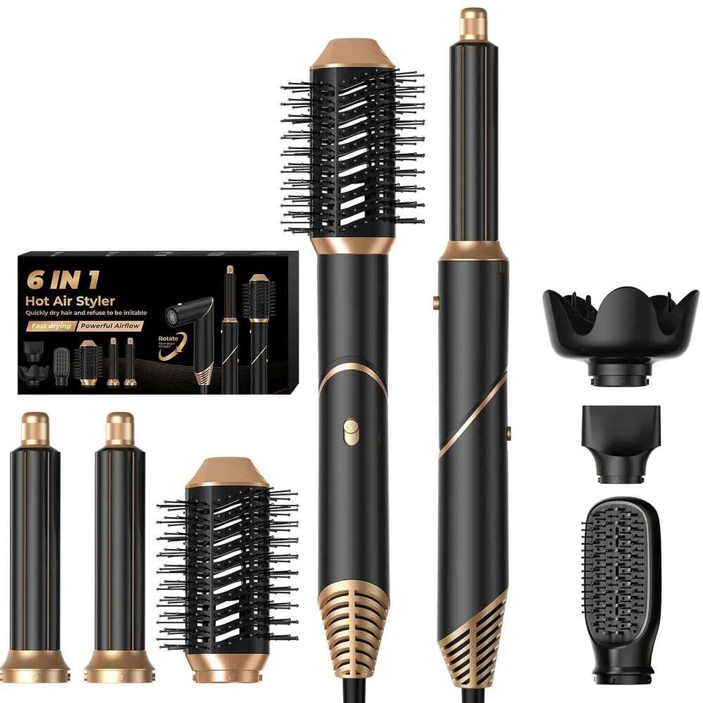 6 In 1 Hot Foldable With Diffuser Detachable Blow Dryer Brush Hairdryer Air Styler Hair Curler Curling Wand