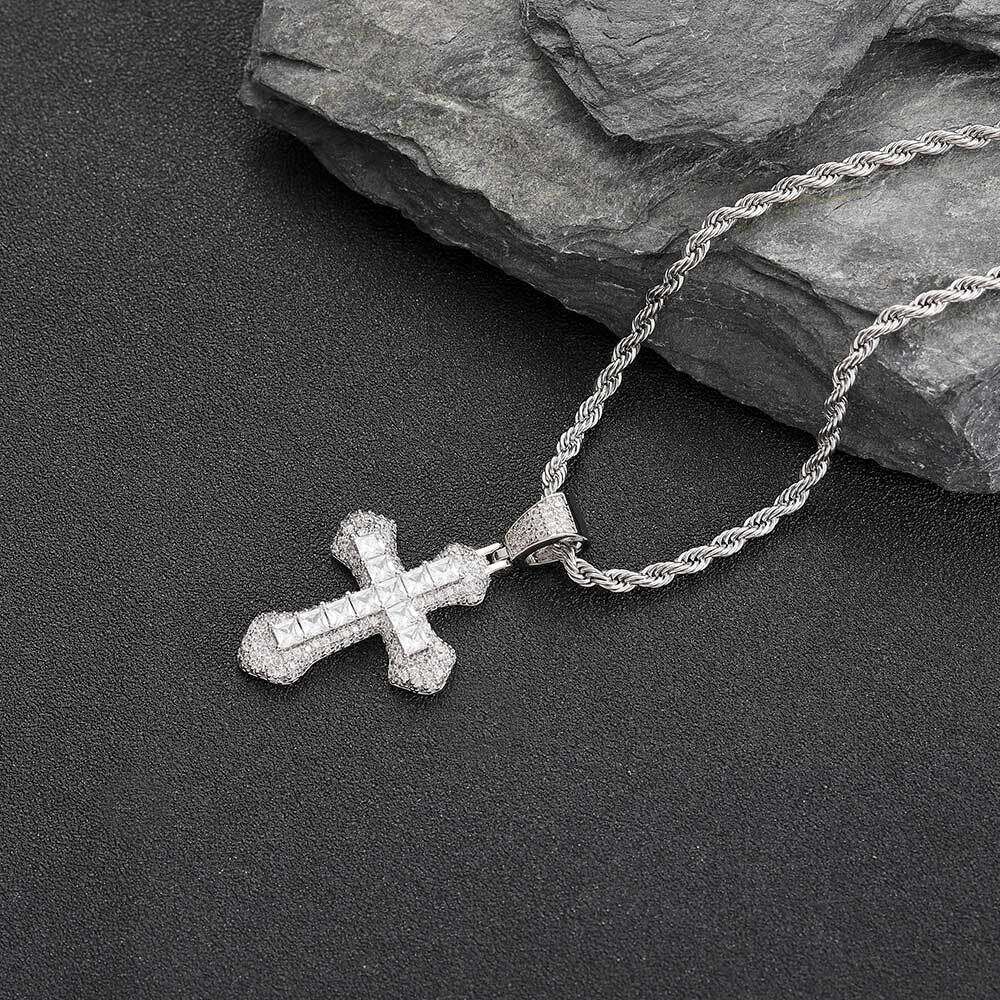 Unique Colorful Cross Men Hip-Hop Full Dia Zircon Pendant Necklace Jewelry for Women Versatile 8eb0