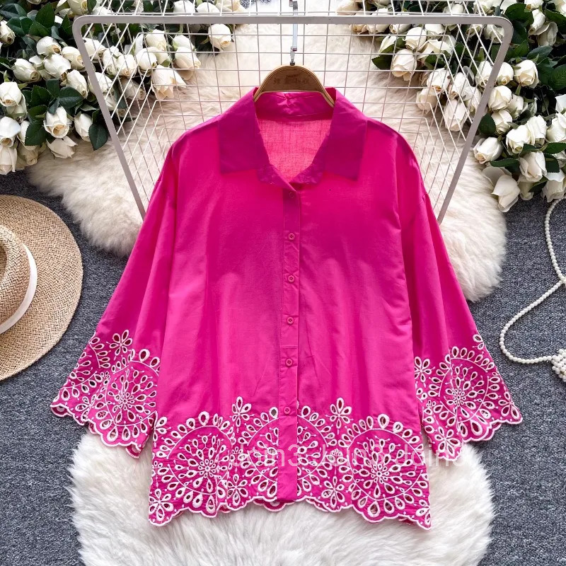 2025 Blusas Mujer De Moda Vintage Blouses Women Clothing Hollow Out Embroidery Flare Sleeve Shirt Loose White Summer Blouse Tops