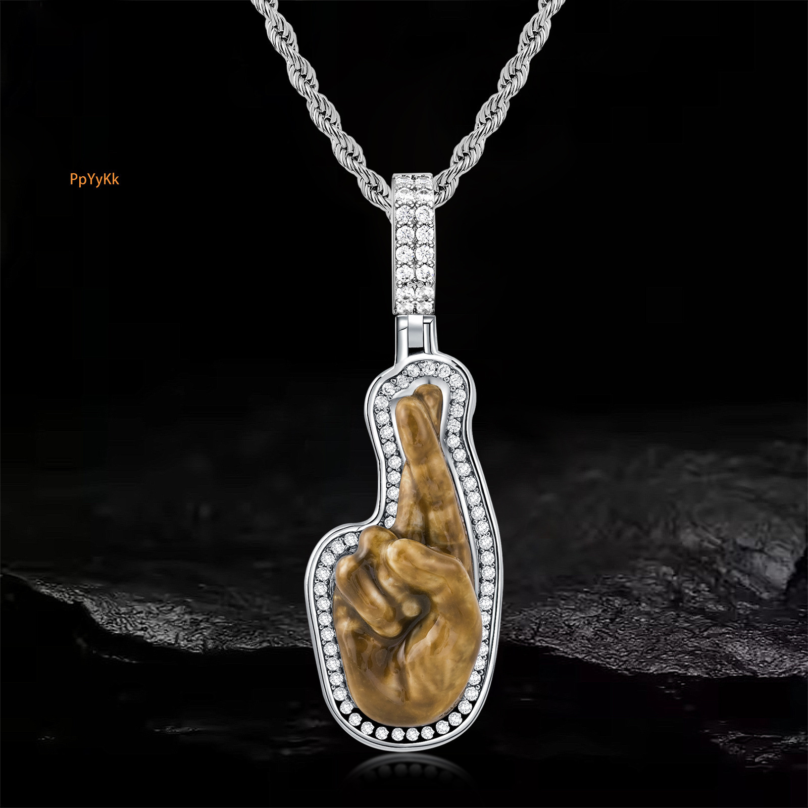 Luxury Moissanite Diamond Inlaid Hip Hop Punk Men's Pendant Trendy Cool Light Luxury Statement Necklace Pass the diamond tester